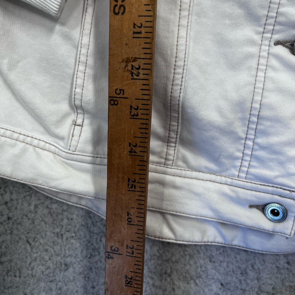 Women's D & Co White Stretchy Button Front Long Sleeve Jacket Size 1X - Picture 3 of 9